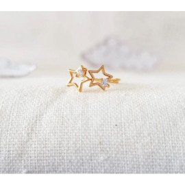 AYU Star With Mini Solitaire Loop Earring 16K