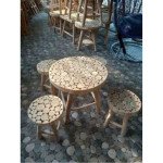 PROMO HOME DECOR FURNITURE SET MEJA KURSI KOIN JATI MODEL BULAT MURAH