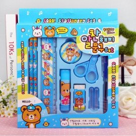 Paket Alat Tulis set 8 in 1 Stationery Set Study Set Anak Karakter - Biru